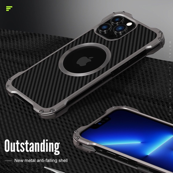 iPhone 14 Plus Carbon Fiber Metal Case